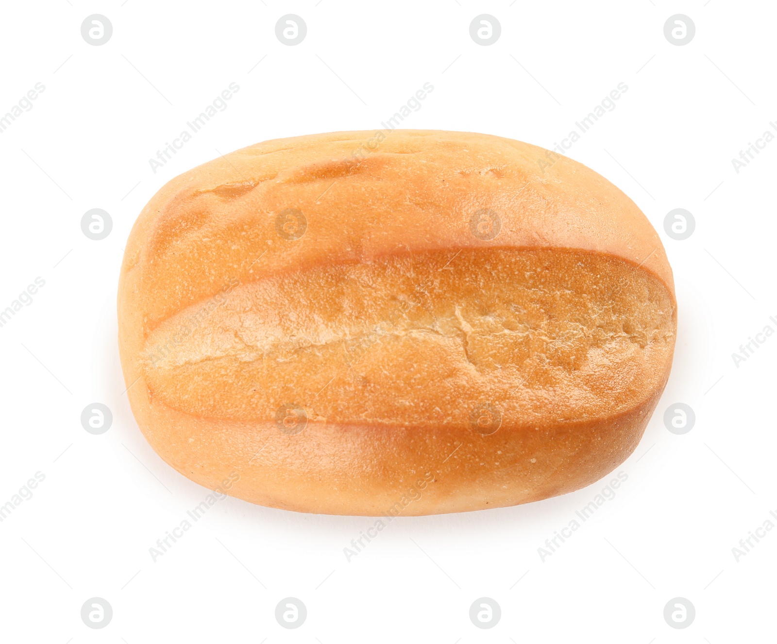 Photo of Tasty bun isolated on white, top view. Fresh bread