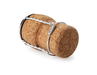 Photo of Sparkling wine cork with muselet cap isolated on white
