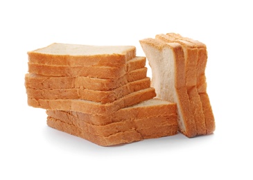 Sliced toast bread on white background