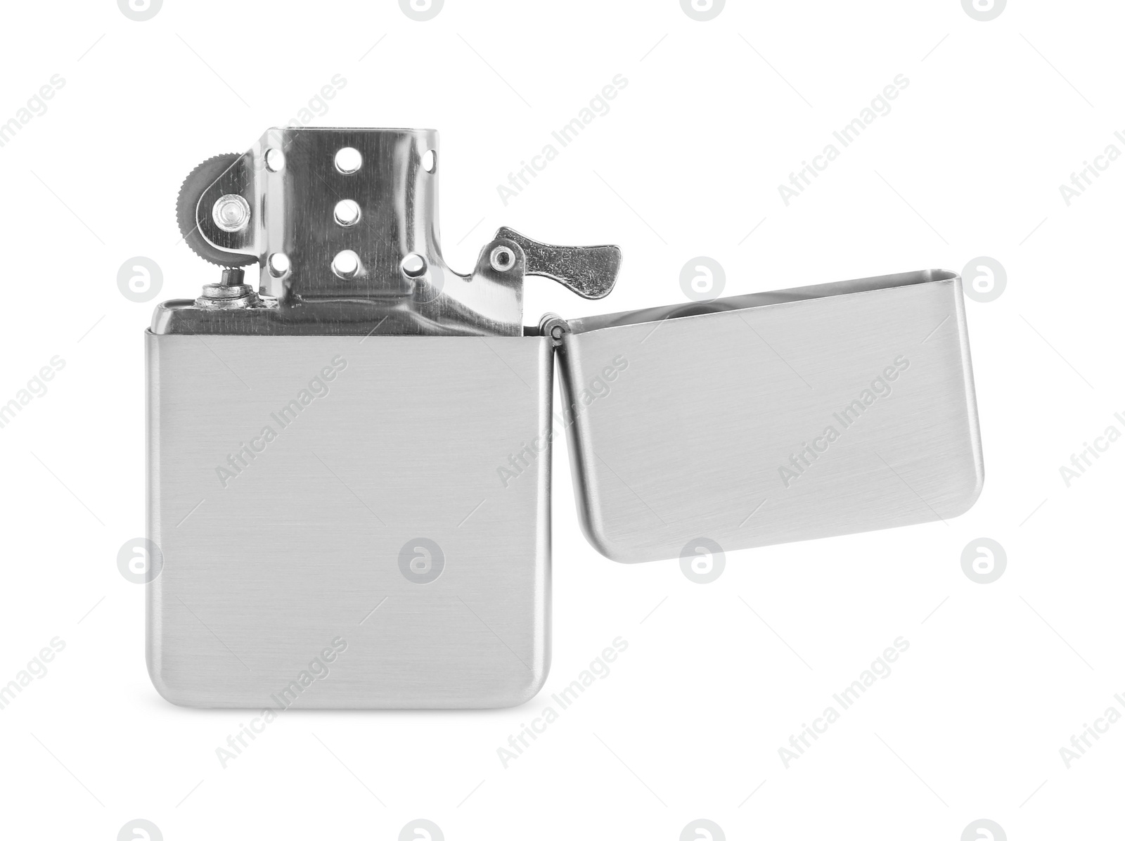 Photo of Gray metallic cigarette lighter isolated on white