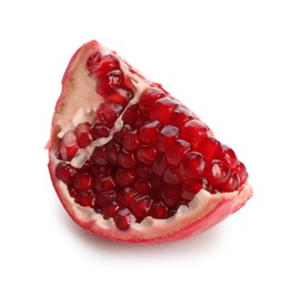 Ripe pomegranate on white background. Delicious fruit