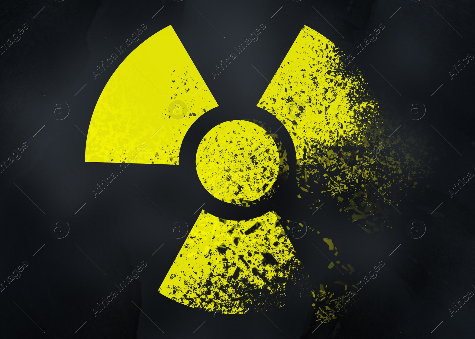 Illustration of Radioactive sign on black background. Hazard symbol