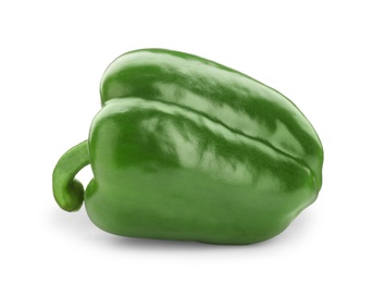 Ripe green bell pepper on white background