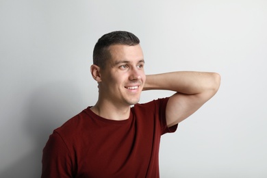 Portrait of handsome man on white background