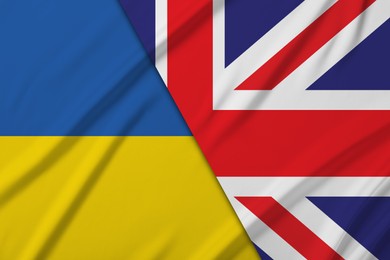 Flags of United Kingdom and Ukraine. International diplomatic relationships