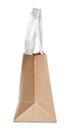 Paper shopping bag isolated on white, side view