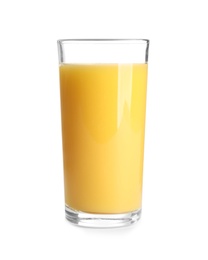 Tasty orange juice in glass isolated on white