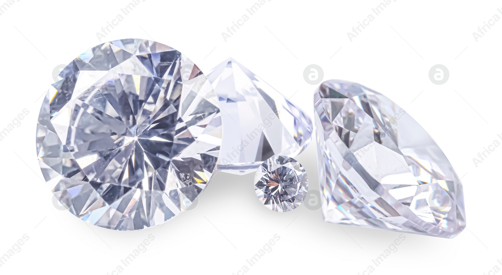 Image of Many beautiful dazzling diamonds on white background