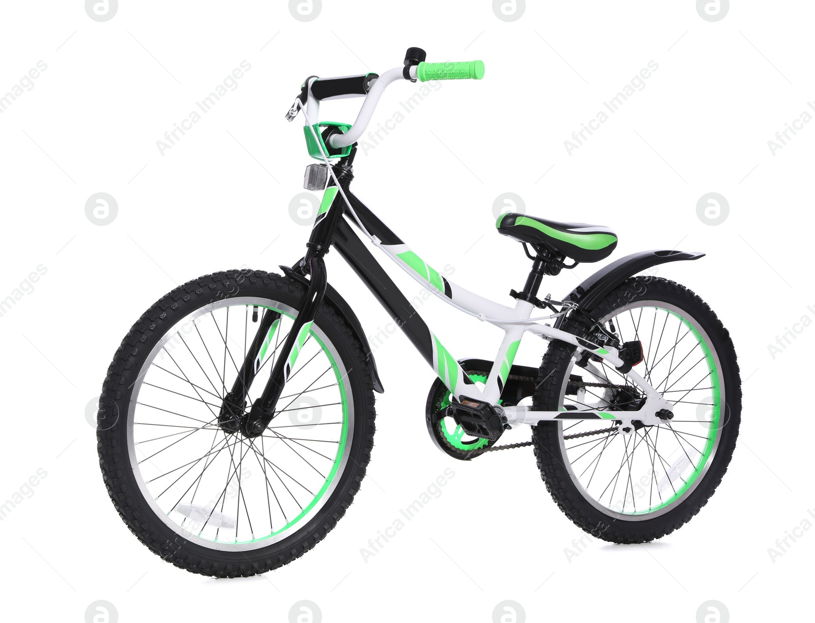 Photo of Modern child bicycle on white background