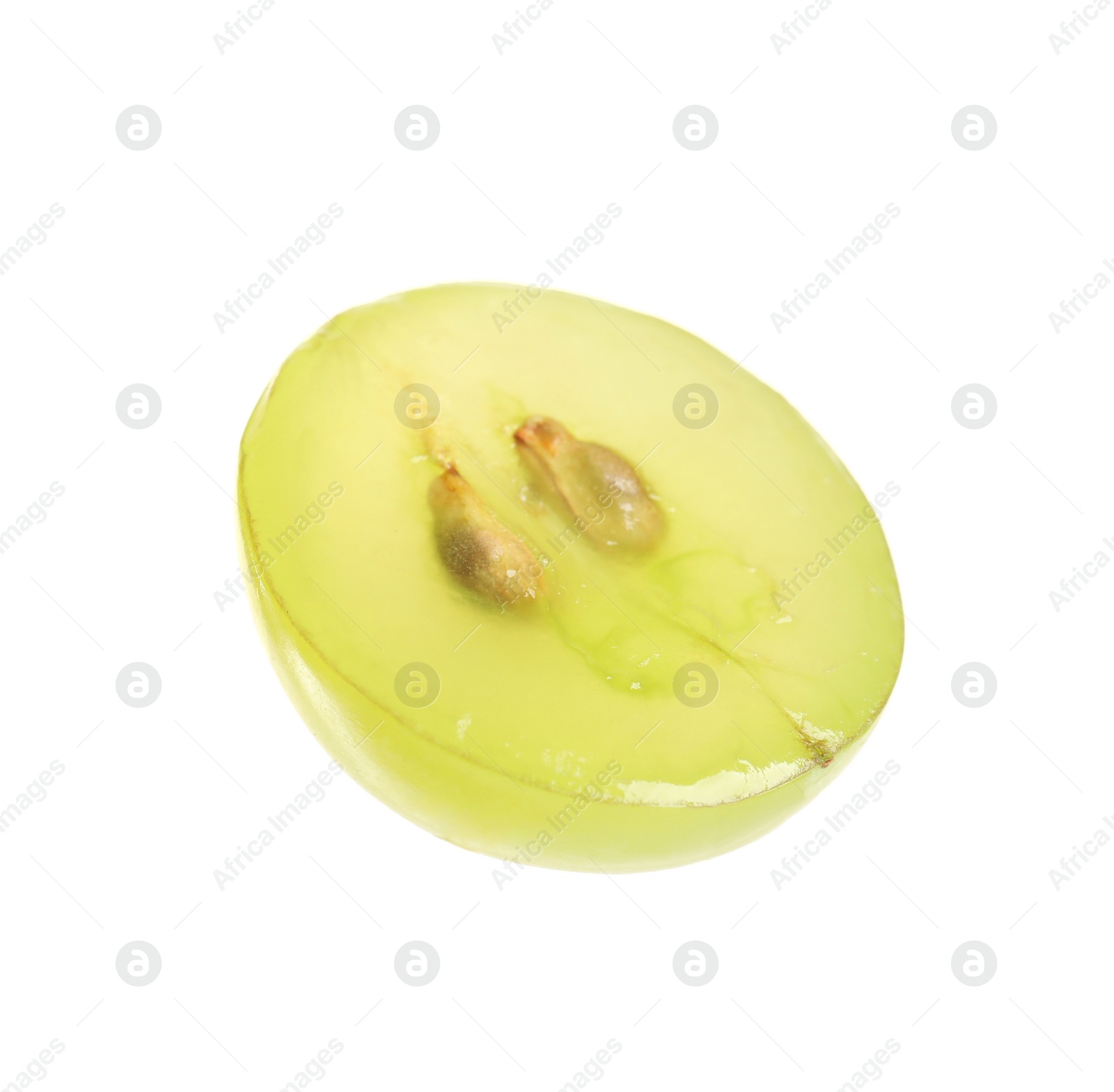 Photo of Half of delicious ripe green grape isolated on white