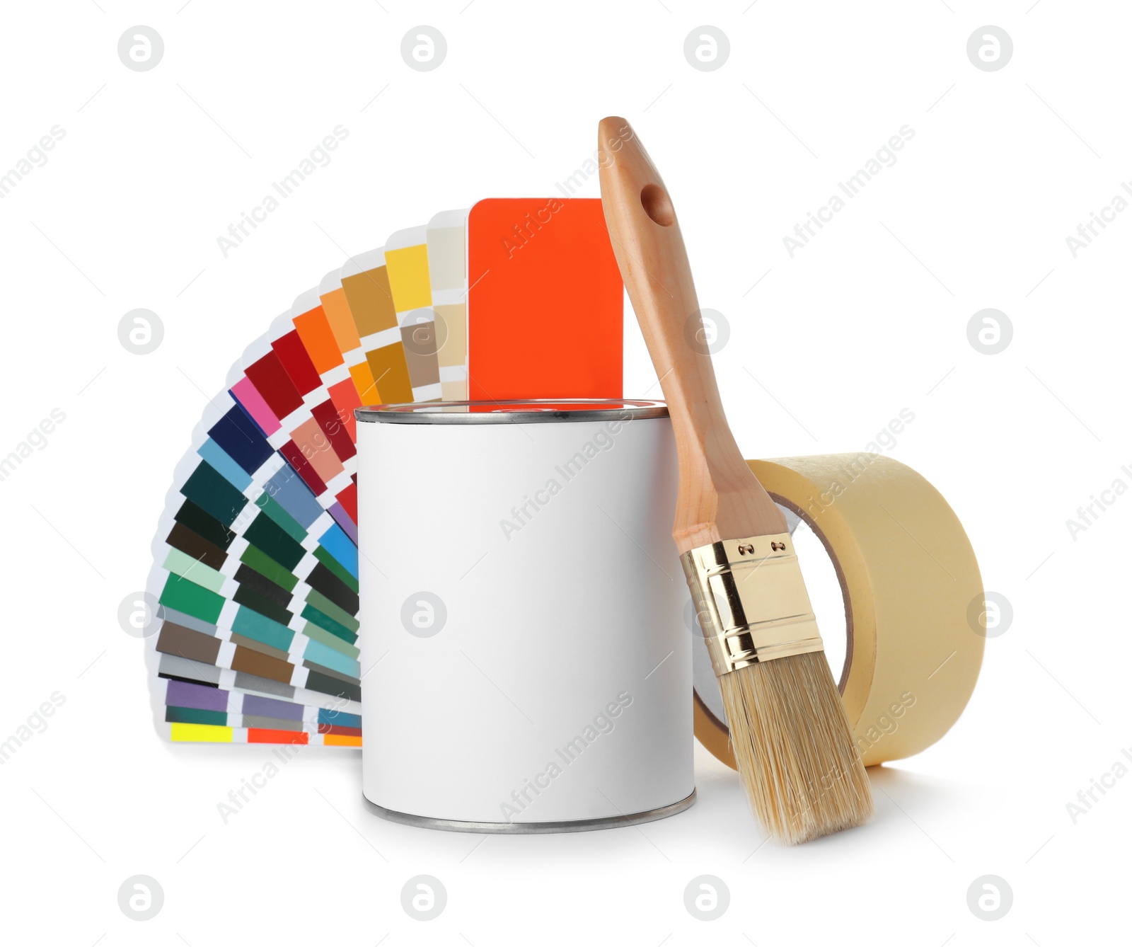 Photo of Set of painting tools on white background. Mockup for design