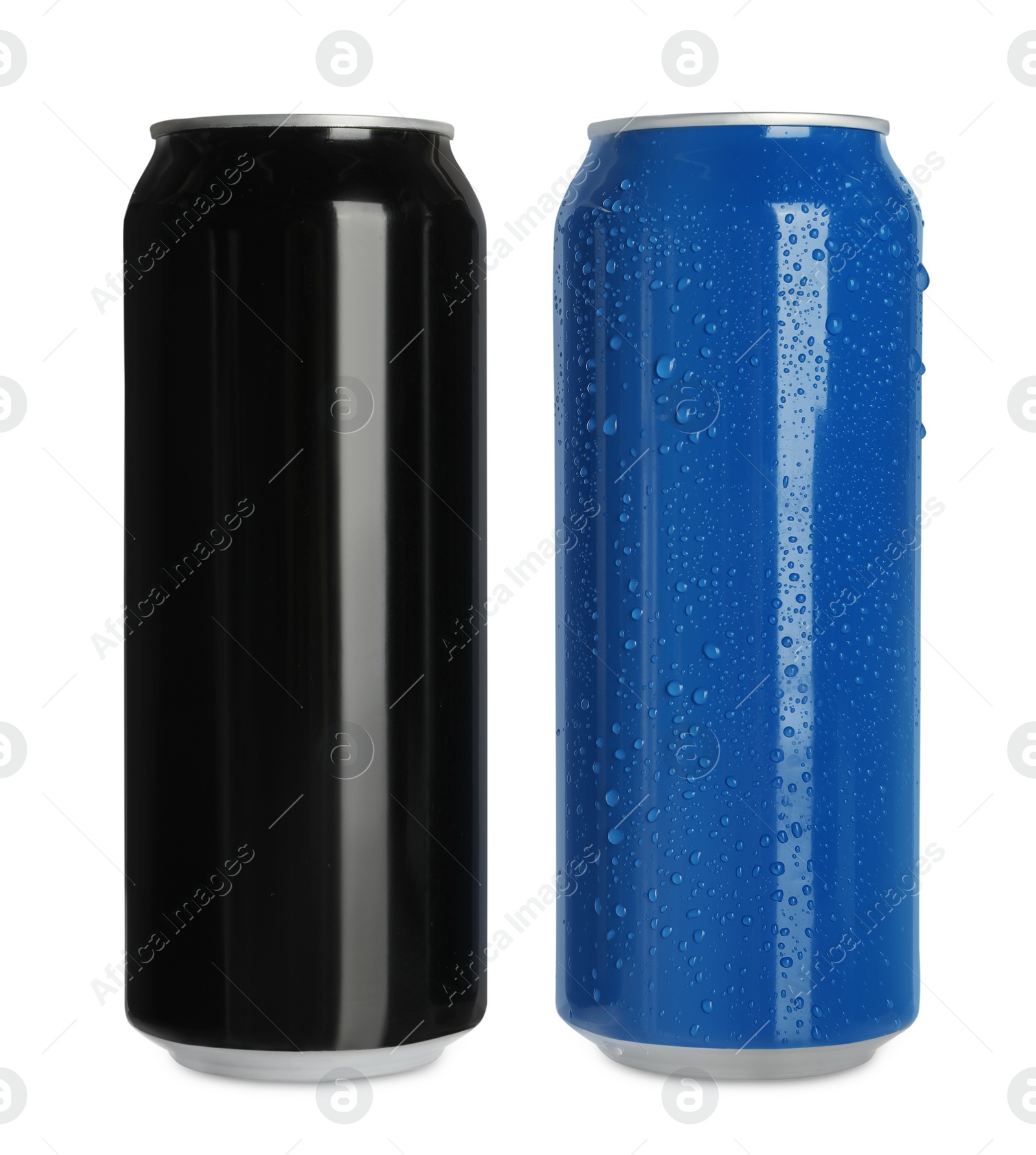 Photo of Aluminum cans on white background. Mockup for design