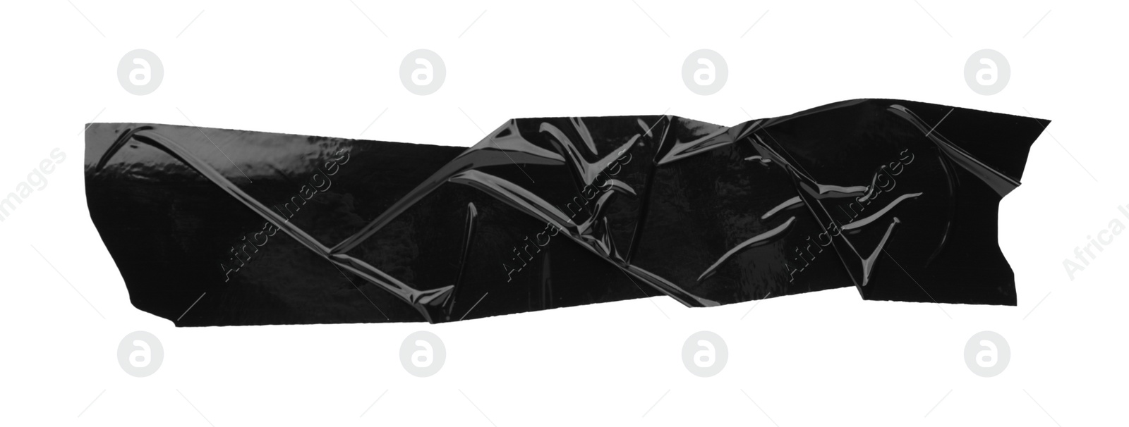 Photo of Piece of black adhesive tape isolated on white, top view