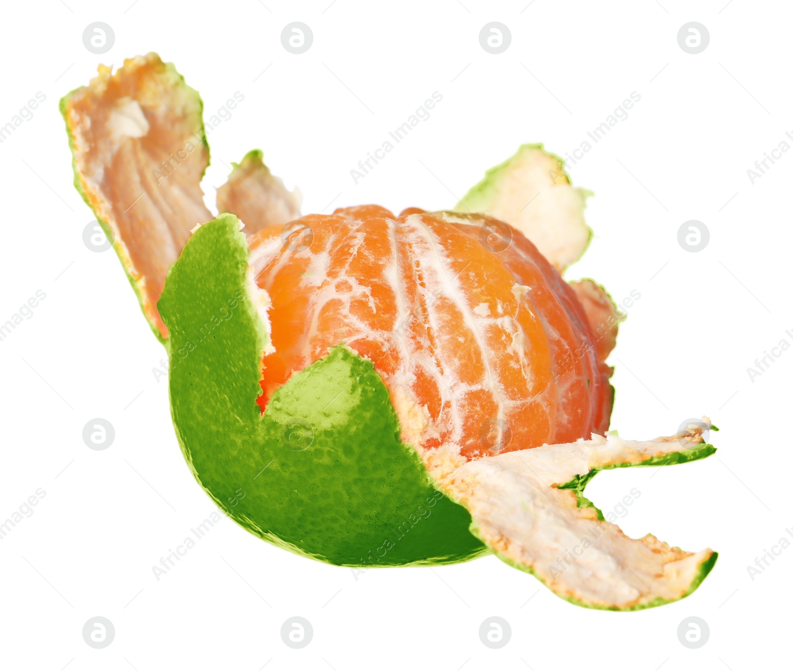 Image of Green tangerine isolated on white. Citrus fruit