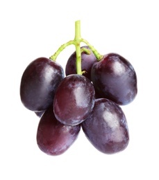 Fresh ripe juicy pink grapes isolated on white