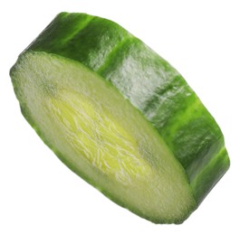 Photo of Slice of fresh cucumber isolated on white