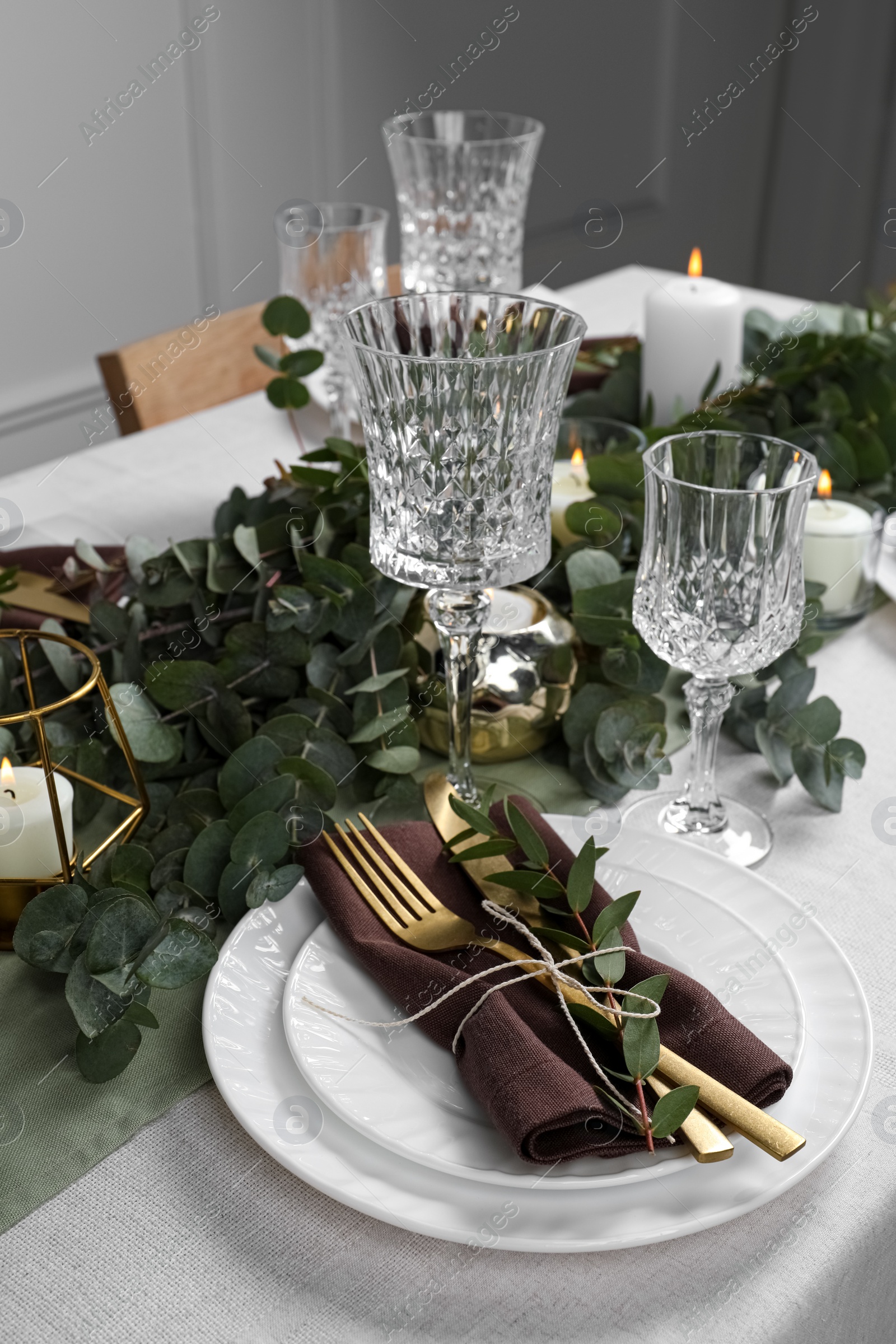 Photo of Stylish elegant table setting for festive dinner indoors