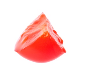 Cut red cherry tomato on white background