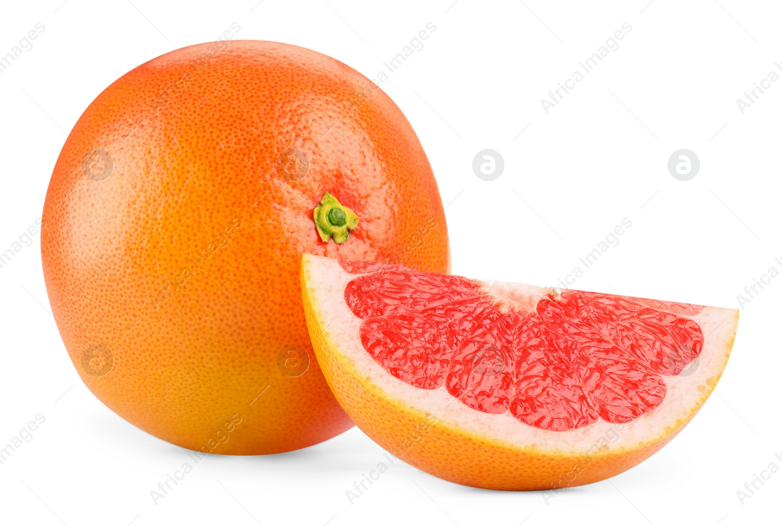 Photo of Fresh ripe grapefruits isolated on white. Citrus fruit