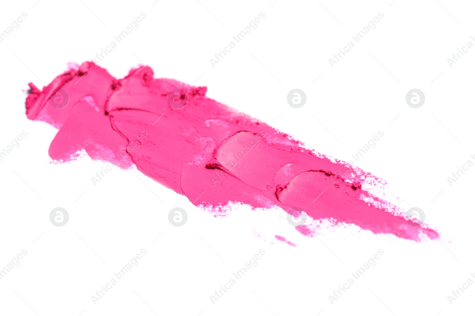 Photo of Smear of bright lipstick on white background