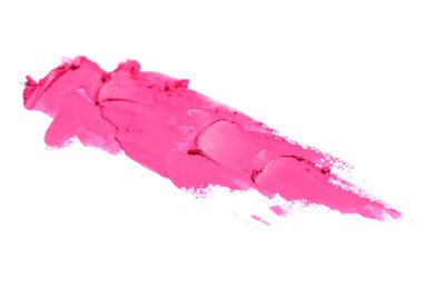 Smear of bright lipstick on white background