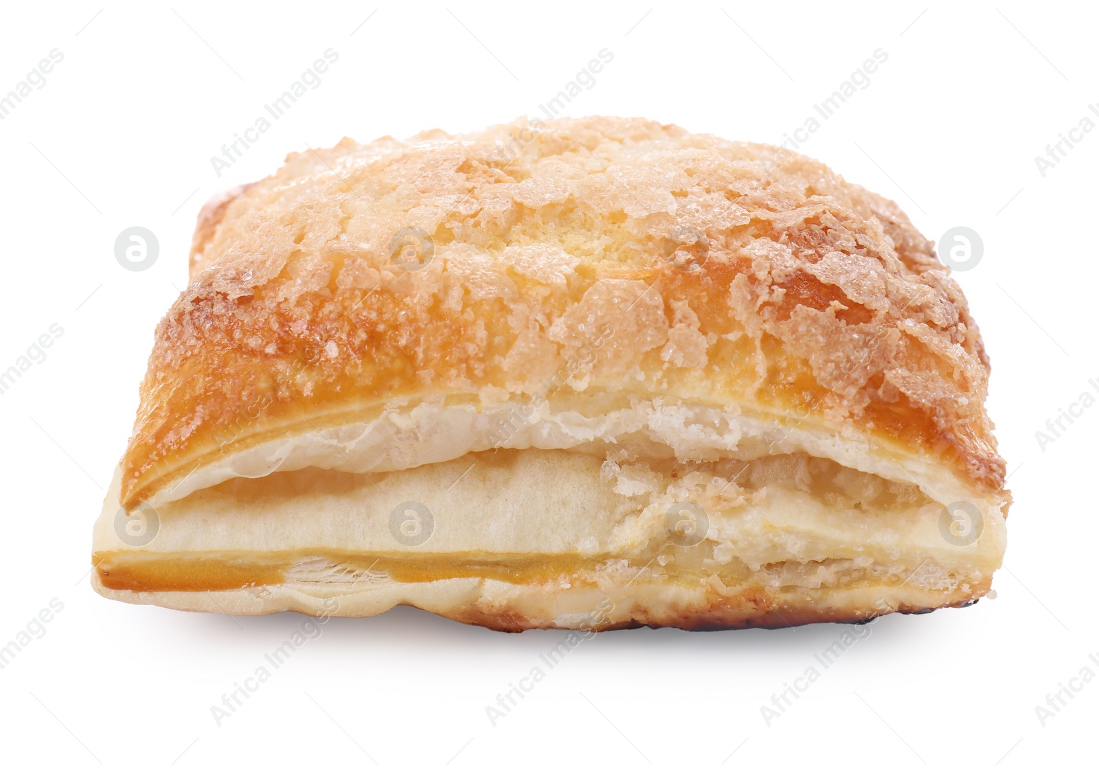 Photo of Puff pastry. One delicious fresh bun isolated on white