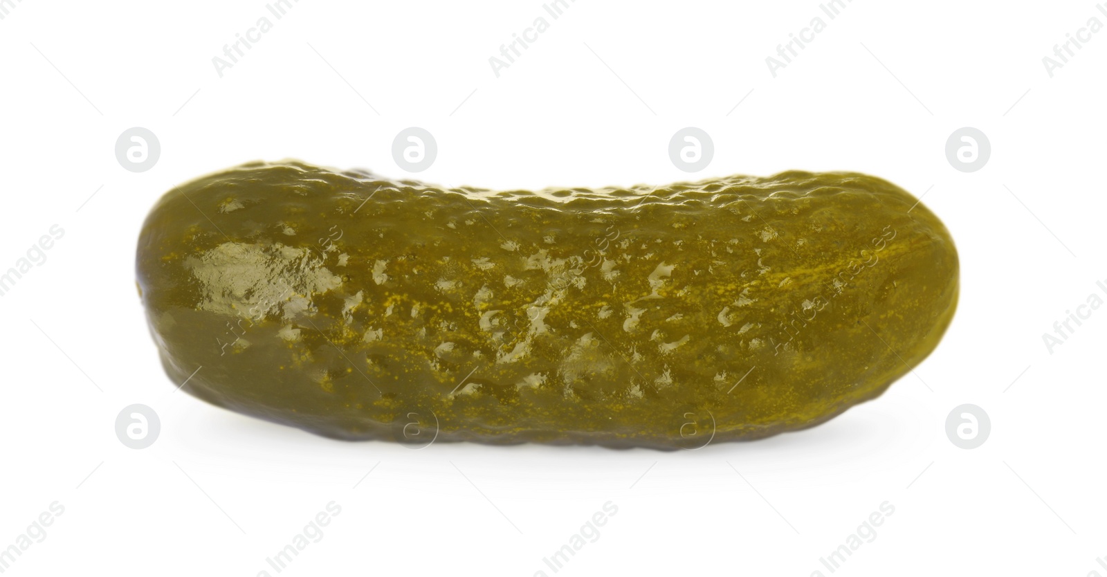 Photo of Tasty crunchy pickled cucumber isolated on white