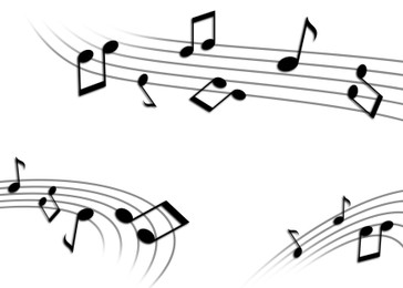 Illustration of Staffs with music notes on white background