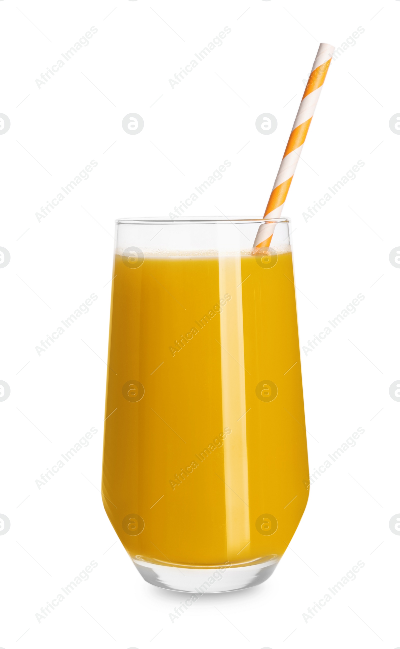 Photo of Tasty organic smoothie in glass isolated on white