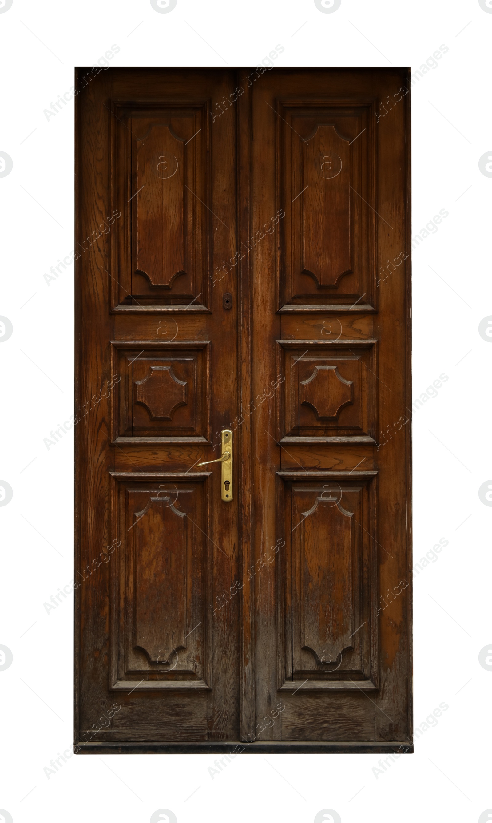 Image of Beautiful old-fashioned wooden door isolated on white