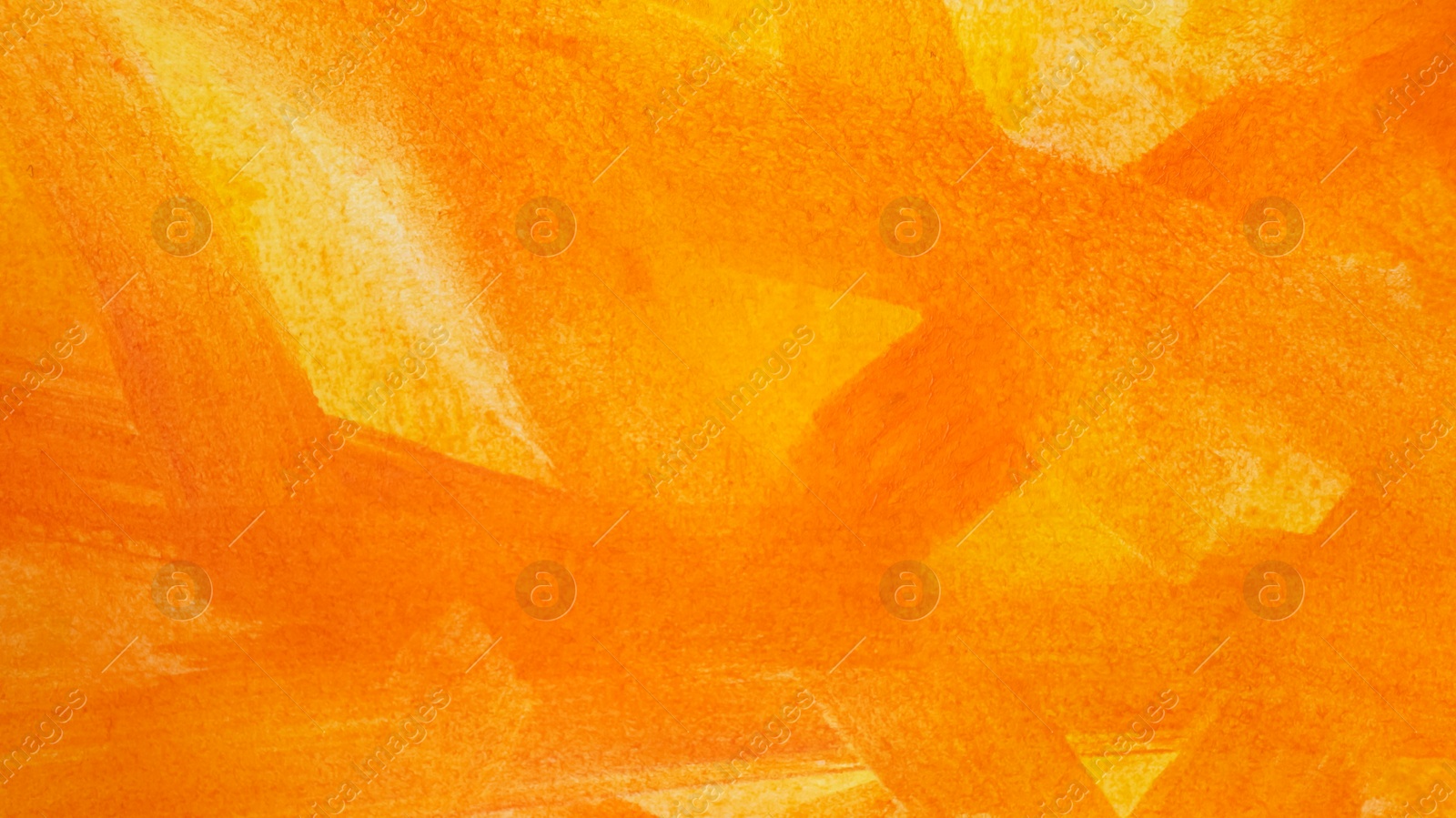 Photo of Orange paint strokes drawn with brush as background, top view