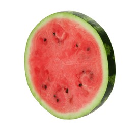 Slice of delicious ripe watermelon isolated on white