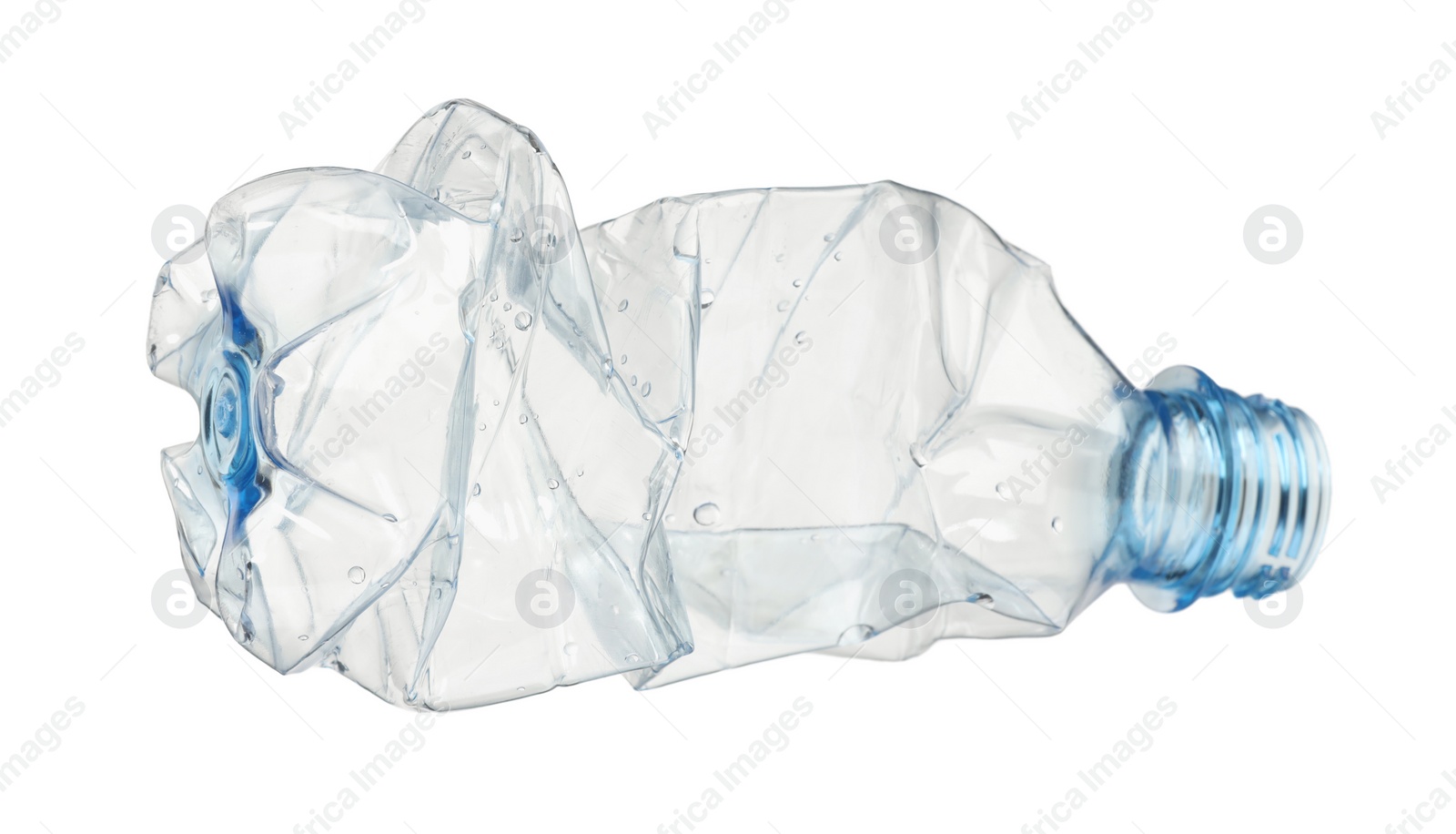 Photo of Crumpled disposable plastic bottle isolated on white