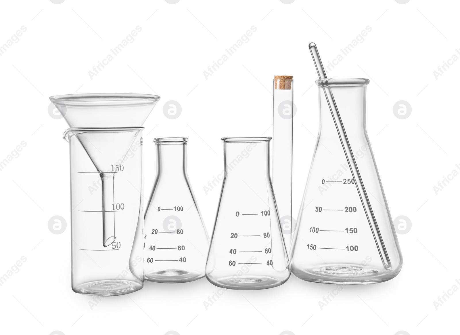 Image of Different empty laboratory glassware isolated on white
