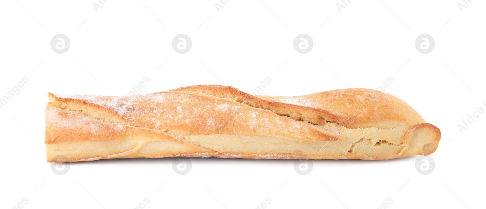 Photo of Piece of fresh baguette isolated on white