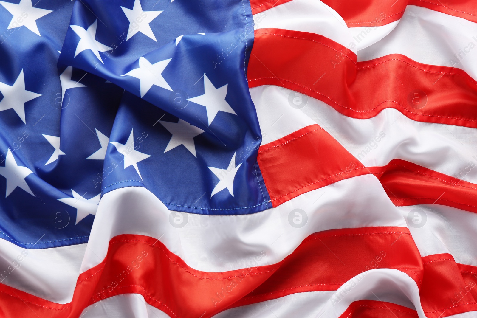 Photo of American flag as background, top view. National symbol of USA