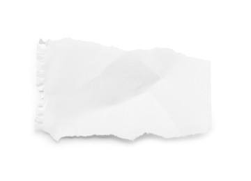 Piece of blank notebook sheet isolated on white, top view