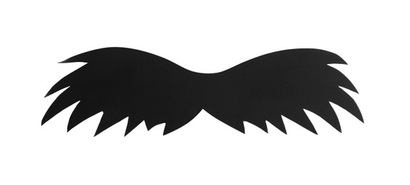 Photo of Fake paper mustache isolated on white, top view