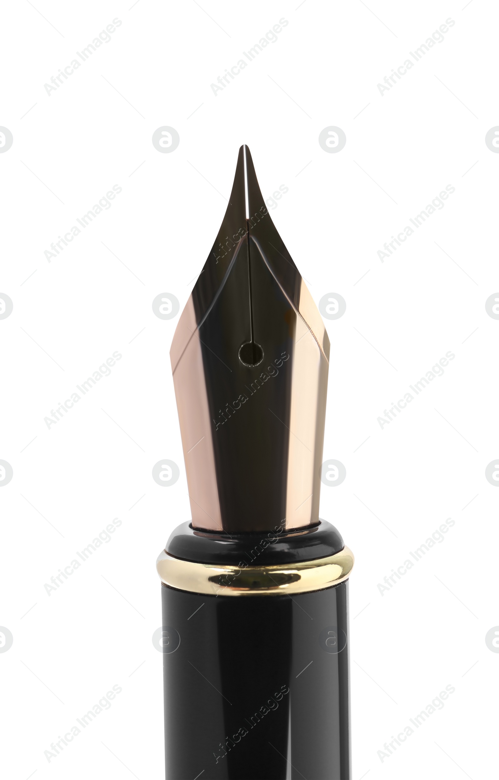 Photo of Stylish black fountain pen isolated on white