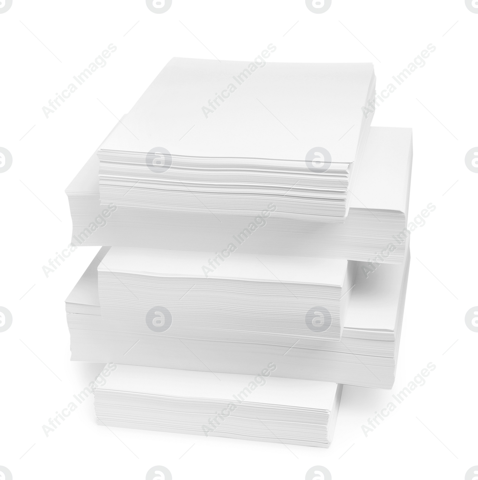 Photo of Stacks of paper sheets on white background