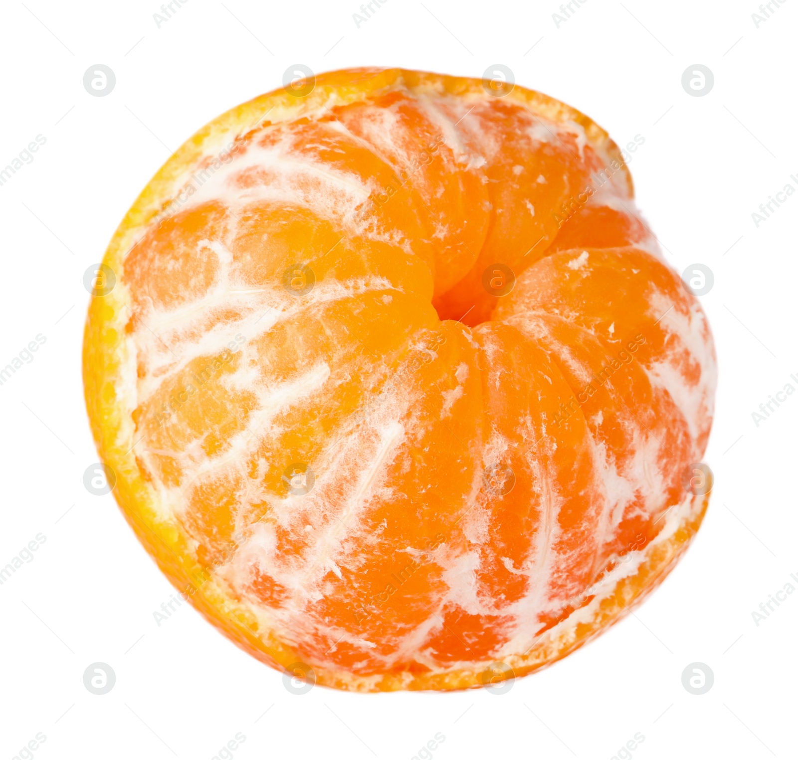 Photo of One fresh ripe tangerine isolated on white