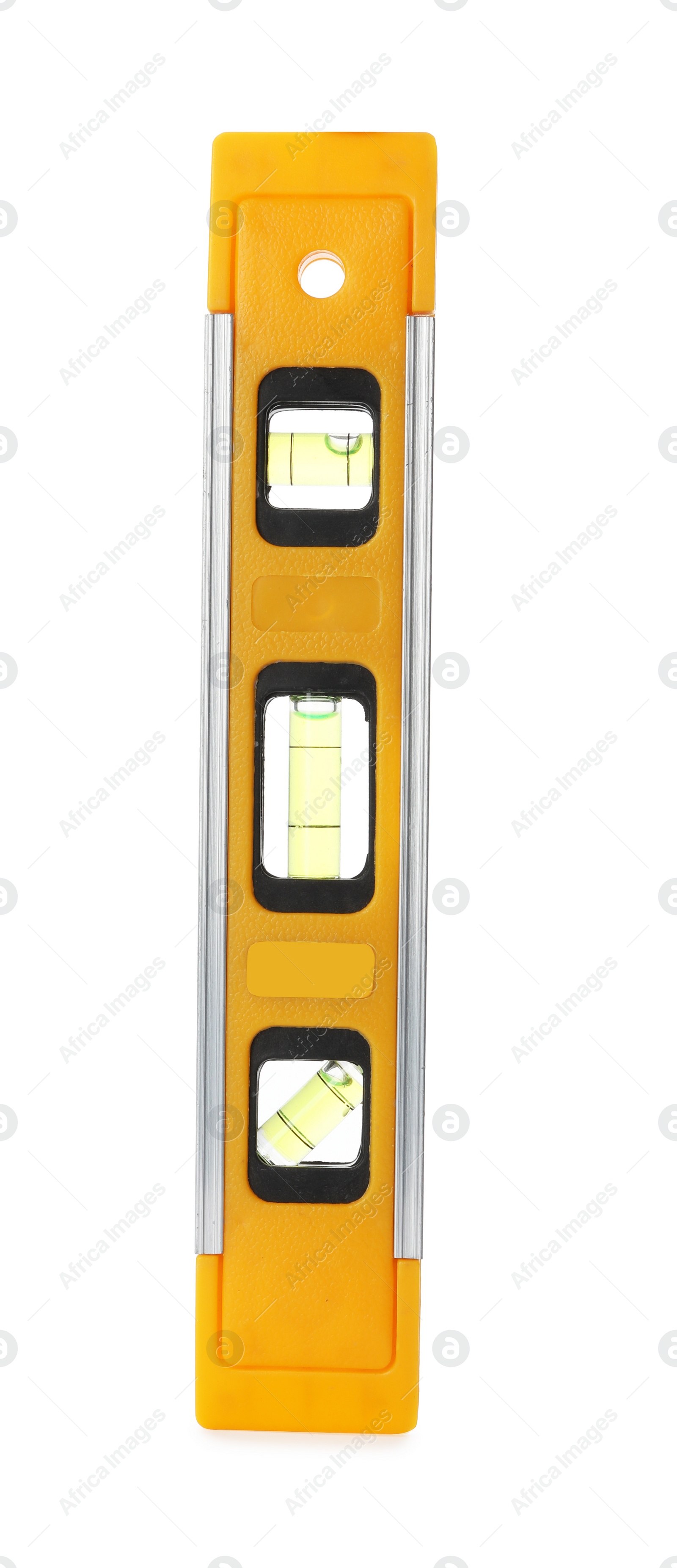 Photo of New building level on white background. Professional construction tool