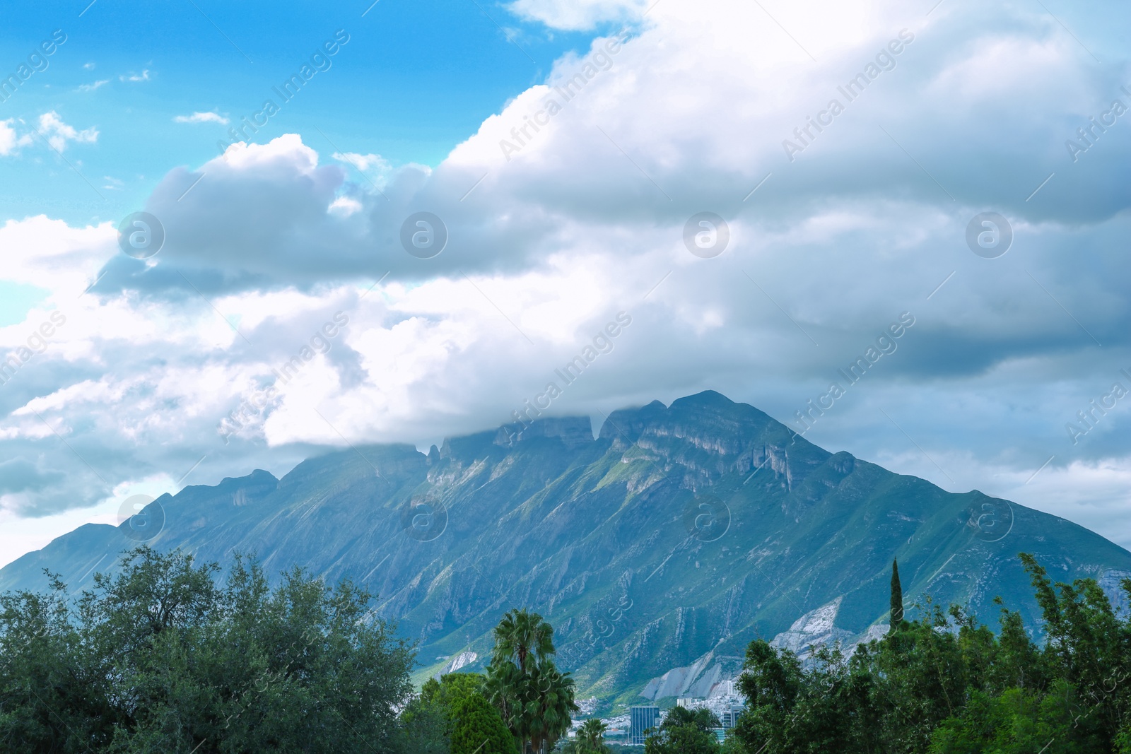 Photo of Picturesque view of mountain landscape and cloudy sky