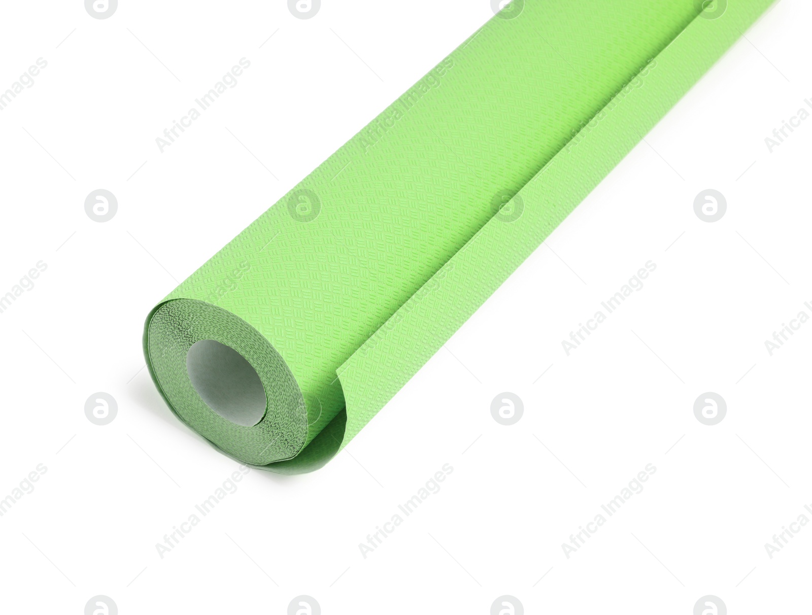 Image of One light green wallpaper roll isolated on white