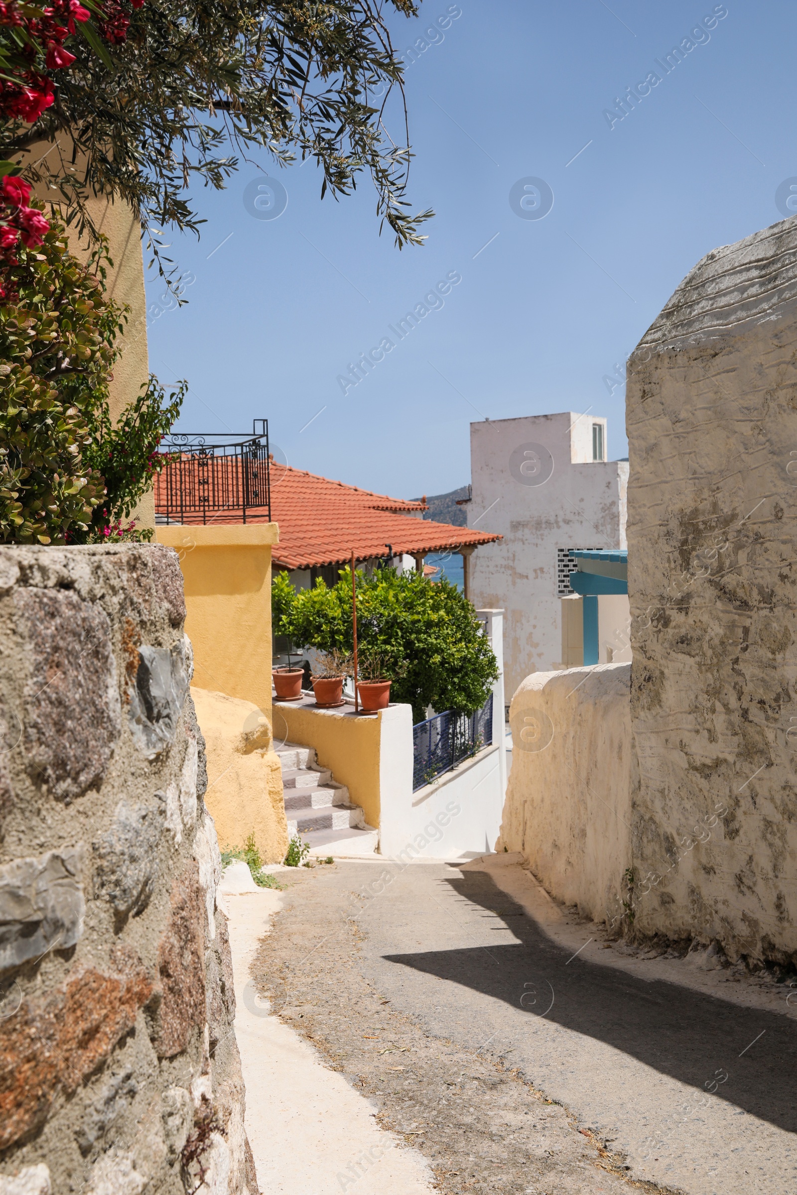 Photo of City street with beautiful buildings on sunny day