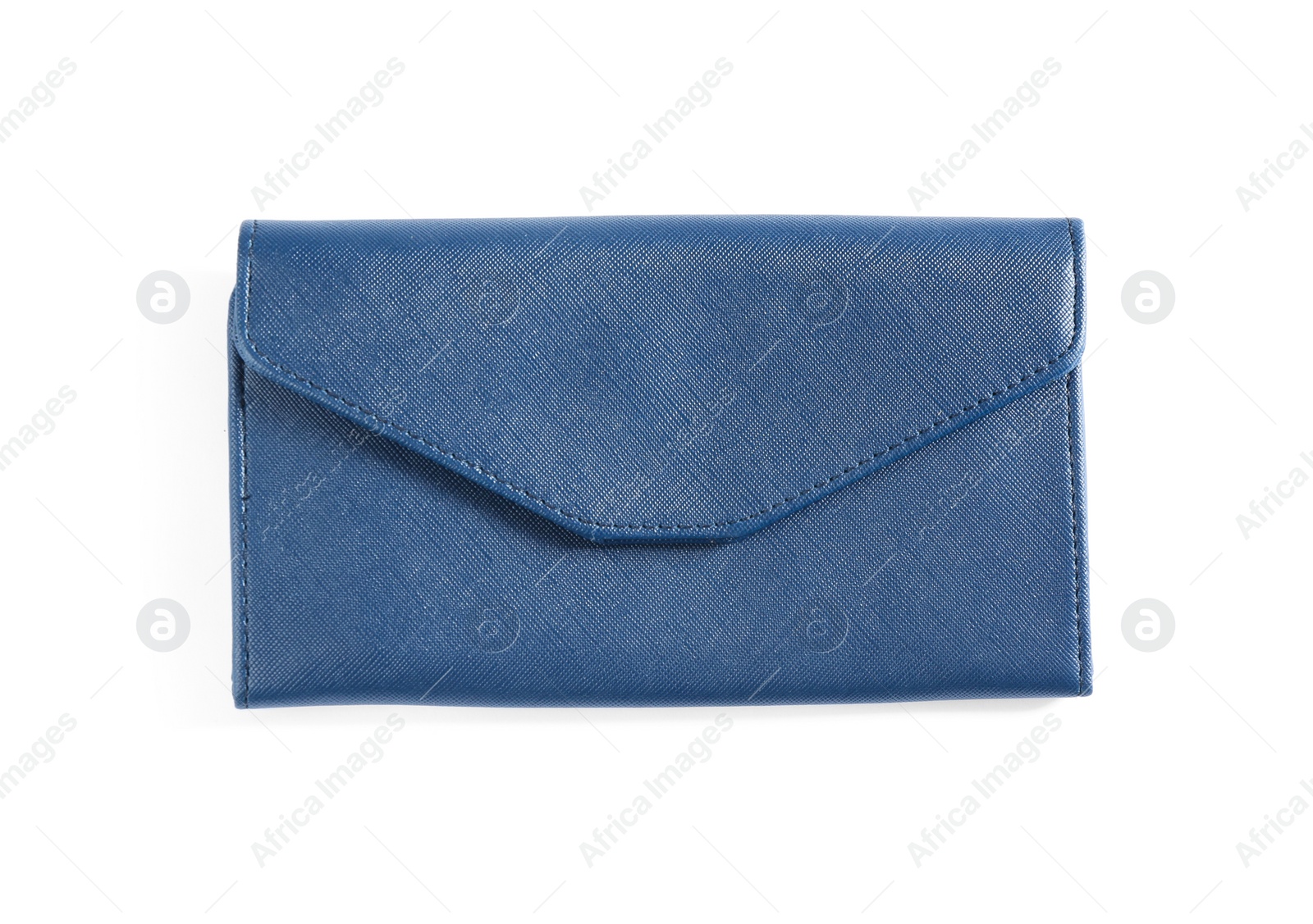 Photo of Stylish leather wallet isolated on white, top view
