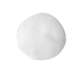 Photo of Fluffy soap foam on white background, top view