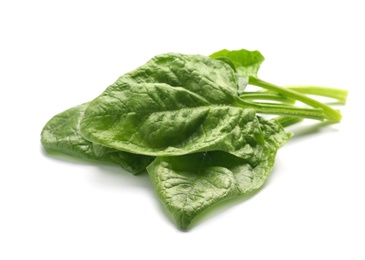 Pile of fresh spinach leaves isolated on white