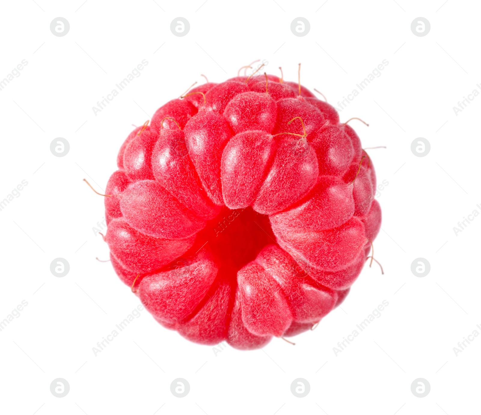 Photo of One tasty ripe raspberry isolated on white