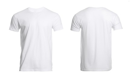 T-shirt with space for design isolated on white. Back and front views